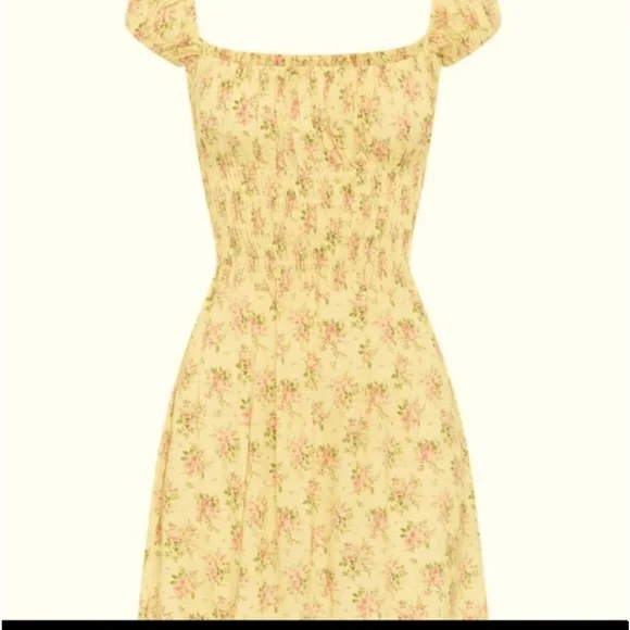Dresses | Fairy Beautiful Yellow With Pink Flowers Dress | Poshmark